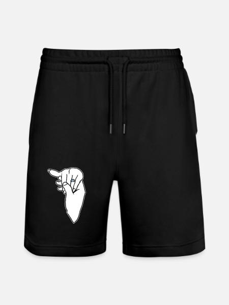 Engagement Wedding Ring Hand - Stanley/Stella Trainer Unisex Organic Jogging Shorts - black