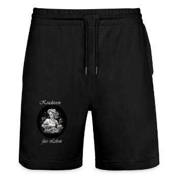 Konditorin fürs Leben weiß - Stanley/Stella Unisex Bio Joggingshorts Trainer  - Schwarz - Vorne - Nik (191cm) & Marisol (170cm)