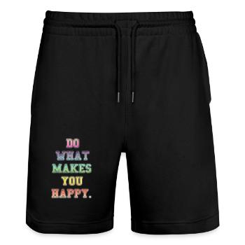 Message de bonheur coloré inspirant - Short de jogging bio TRAINER Stanley/Stella unisexe - noir - Devant - Nik (191cm) & Marisol (170cm)