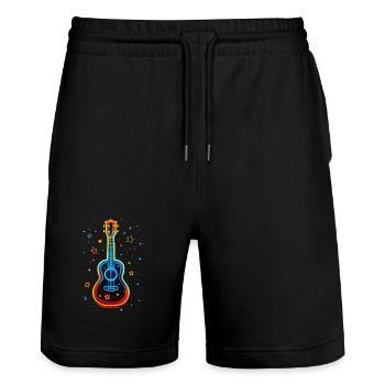90s Ukulele - Stanley/Stella Trainer Unisex Organic Jogging Shorts - black - Front - Nik (191cm) & Marisol (170cm)