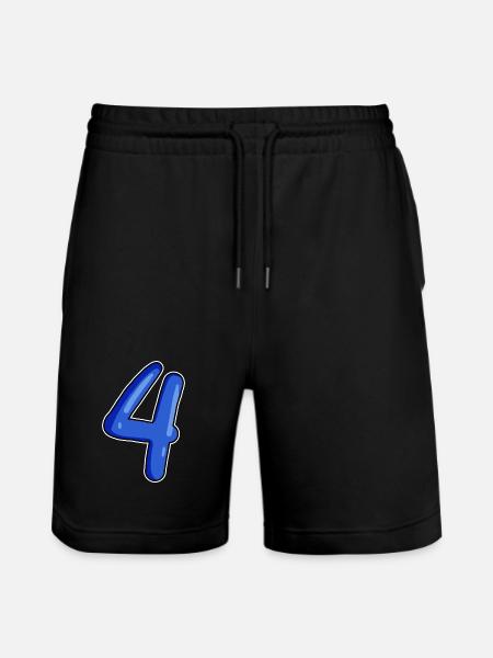 4 Number in blue - Stanley/Stella Trainer Unisex Organic Jogging Shorts - black