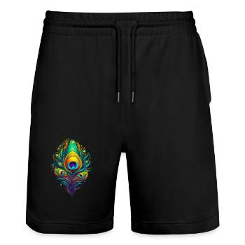 Plumes de paon plumes stylos - Short de jogging bio TRAINER Stanley/Stella unisexe - noir - Devant - Nik (191cm) & Marisol (170cm)