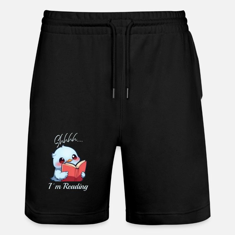 Vogel mit Buch - Stanley/Stella Unisex Bio Joggingshorts Trainer  - Schwarz