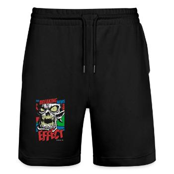 breaking news tv mass media - Stanley/Stella Trainer Unisex Organic Jogging Shorts - black - Front - Nik (191cm) & Marisol (170cm)