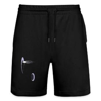 Géométrie abstraite en violet - Short de jogging bio TRAINER Stanley/Stella unisexe - noir - Devant - Nik (191cm) & Marisol (170cm)