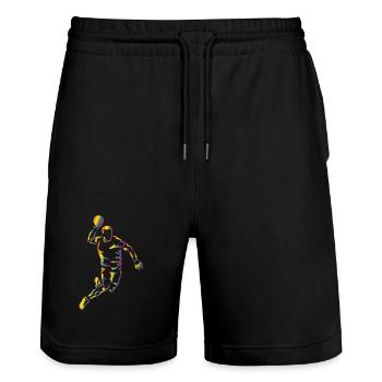 Lebendige Handballsilhouette im Regenbogen - Stanley/Stella Unisex Bio Joggingshorts Trainer  - Schwarz - Vorne - Nik (191cm) & Marisol (170cm)