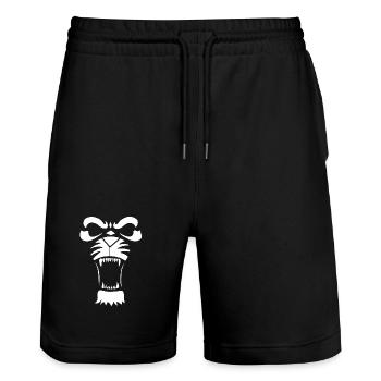 Lion ou tigre prédateur (blanc) - Short de jogging bio TRAINER Stanley/Stella unisexe - noir - Devant - Nik (191cm) & Marisol (170cm)