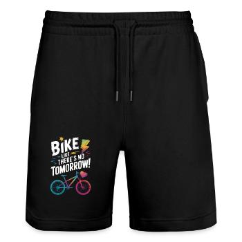 Fahrrad Motivierendes Zitat Design - Stanley/Stella Unisex Bio Joggingshorts Trainer  - Schwarz - Vorne - Nik (191cm) & Marisol (170cm)