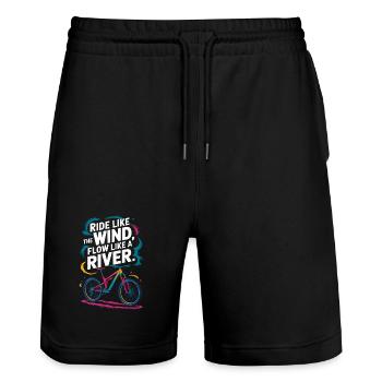 Conception motivante pour le cyclisme inspirant - Short de jogging bio TRAINER Stanley/Stella unisexe - noir - Devant - Nik (191cm) & Marisol (170cm)