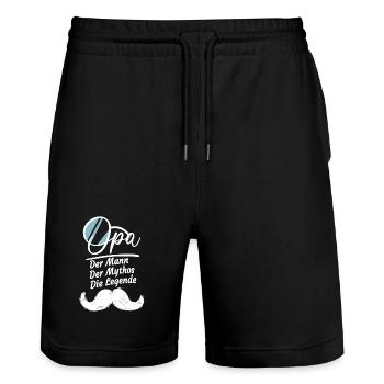 Opa Geschenke Lustig Großvater Geschenkidee Spruch - Stanley/Stella Unisex Bio Joggingshorts Trainer  - Schwarz - Vorne - Nik (191cm) & Marisol (170cm)