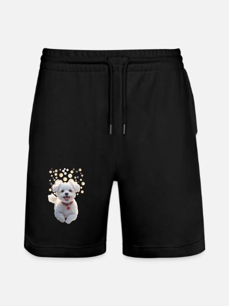 Funny little puppy jumping towards you - Stanley/Stella Trainer Unisex Organic Jogging Shorts - black