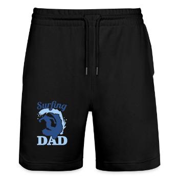 Surfer father - Stanley/Stella Trainer Unisex Organic Jogging Shorts - black - Front - Nik (191cm) & Marisol (170cm)