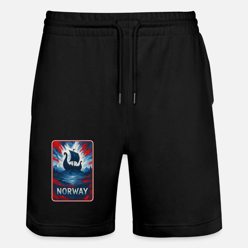 Norway Landscape Flags Design - Stanley/Stella Trainer Unisex Organic Jogging Shorts - black