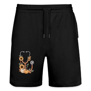 Herbstliches Stethoskop - Stanley/Stella Unisex Bio Joggingshorts Trainer  - Schwarz - Vorne - Nik (191cm) & Marisol (170cm)