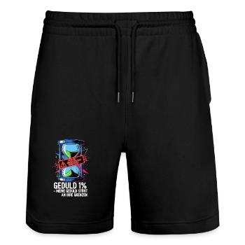 Patience 1 % Sablier Illustration - Short de jogging bio TRAINER Stanley/Stella unisexe - noir - Devant - Nik (191cm) & Marisol (170cm)