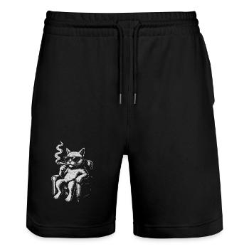 Cool Cat Lounger avec Cigare - Short de jogging bio TRAINER Stanley/Stella unisexe - noir - Devant - Nik (191cm) & Marisol (170cm)
