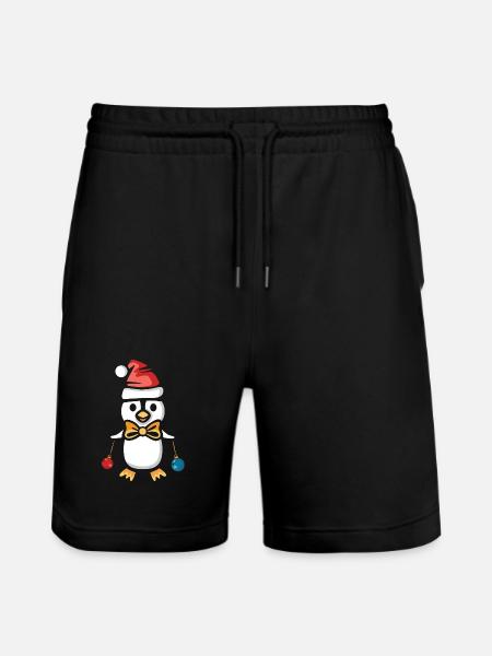 Christmas penguin with hat and baubles - Stanley/Stella Trainer Unisex Organic Jogging Shorts - black