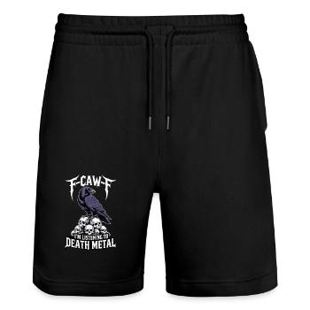 Raven over Skulls – Death Metal - Stanley/Stella Trainer Unisex Organic Jogging Shorts - black - Front - Nik (191cm) & Marisol (170cm)