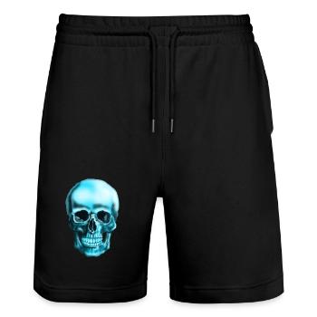 Crâne bleu imprimé néon - Short de jogging bio TRAINER Stanley/Stella unisexe - noir - Devant - Nik (191cm) & Marisol (170cm)