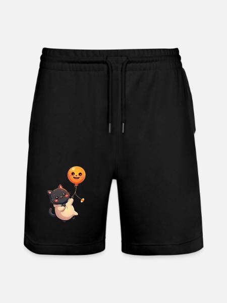 Halloween Cat with Halloween Pumpkin - Stanley/Stella Trainer Unisex Organic Jogging Shorts - black