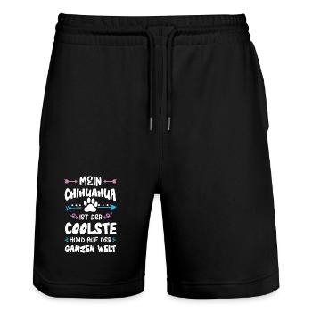 chihuahua hund spruch - Stanley/Stella Unisex Bio Joggingshorts Trainer  - Schwarz - Vorne - Nik (191cm) & Marisol (170cm)
