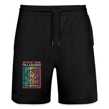 Sternzeichen Wassermann - Stanley/Stella Unisex Bio Joggingshorts Trainer  - Schwarz - Vorne - Nik (191cm) & Marisol (170cm)