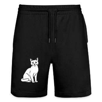 katze katzen vektor art design - Stanley/Stella Unisex Bio Joggingshorts Trainer  - Schwarz - Vorne - Nik (191cm) & Marisol (170cm)