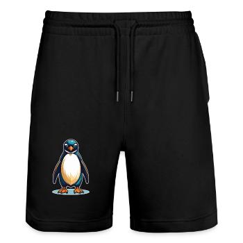 Cooler Pinguin – Süß, frech und sympathisch - Stanley/Stella Unisex Bio Joggingshorts Trainer  - Schwarz - Vorne - Nik (191cm) & Marisol (170cm)