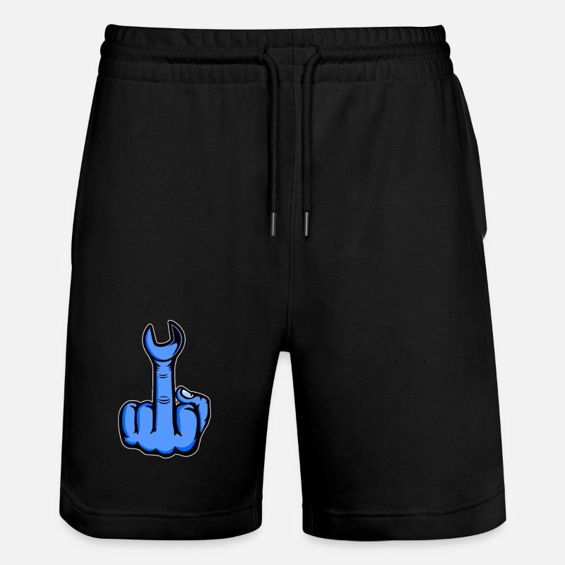 Majeur bleu avec clé à molette - Short de jogging bio TRAINER Stanley/Stella unisexe - noir