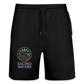 Sacred Waters (Heilige Wasser) - Stanley/Stella Trainer Unisex Organic Jogging Shorts - black - Front - Nik (191cm) & Marisol (170cm)