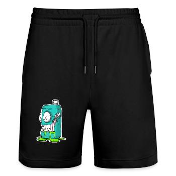 Monster Box Cartoon Comic - Stanley/Stella Trainer Unisex Organic Jogging Shorts - black - Front - Nik (191cm) & Marisol (170cm)
