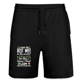Garden & Plant Lovers Gifts - Stanley/Stella Trainer Unisex Organic Jogging Shorts - black - Front - Nik (191cm) & Marisol (170cm)
