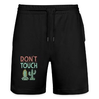 Fass den Kaktus nicht an - Stanley/Stella Unisex Bio Joggingshorts Trainer  - Schwarz - Vorne - Nik (191cm) & Marisol (170cm)