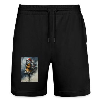 Fairytale Winter: Girl and Tree - Stanley/Stella Trainer Unisex Organic Jogging Shorts - black - Front - Nik (191cm) & Marisol (170cm)