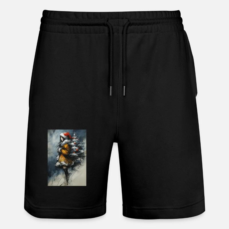 Märchenwinter: Mädchen und Baum - Stanley/Stella Unisex Bio Joggingshorts Trainer  - Schwarz