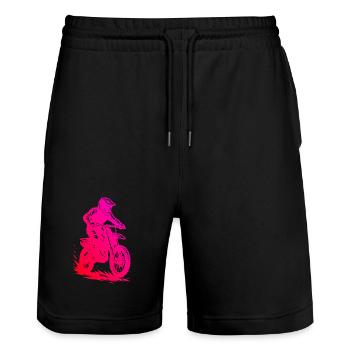 Un motocross parfait pour tous les sports - Short de jogging bio TRAINER Stanley/Stella unisexe - noir - Devant - Nik (191cm) & Marisol (170cm)