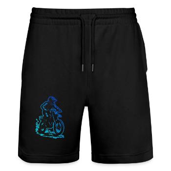 Direkte Motocross Aussage - Stanley/Stella Unisex Bio Joggingshorts Trainer  - Schwarz - Vorne - Nik (191cm) & Marisol (170cm)