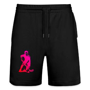 Un motif réservé au floorball - Short de jogging bio TRAINER Stanley/Stella unisexe - noir - Devant - Nik (191cm) & Marisol (170cm)