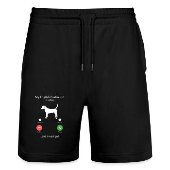 Le chien anglais appelle et je dois y aller, maman de chien - Short de jogging bio TRAINER Stanley/Stella unisexe - noir - Devant - Nik (191cm) & Marisol (170cm)