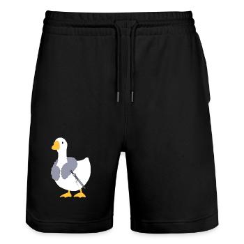 Where Winds Meet - Chinese Goose - Well of Heaven - Stanley/Stella Trainer Unisex Organic Jogging Shorts - black - Front - Nik (191cm) & Marisol (170cm)