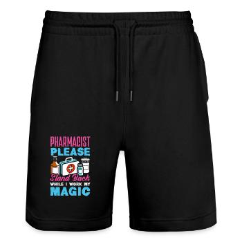 Pharmacist Pharmaceutical Technical - Stanley/Stella Trainer Unisex Organic Jogging Shorts - black - Front - Nik (191cm) & Marisol (170cm)