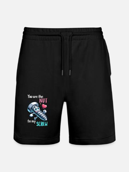 Funny Screwing Nut Pair Design - Stanley/Stella Trainer Unisex Organic Jogging Shorts - black