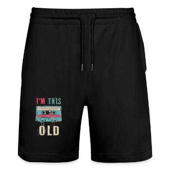 I'm This Old Cassette Tee - Stanley/Stella Trainer Unisex Organic Jogging Shorts - black - Front - Nik (191cm) & Marisol (170cm)