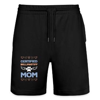 Bullmastiff Mama Certified - Stanley/Stella Trainer Unisex Organic Jogging Shorts - black - Front - Nik (191cm) & Marisol (170cm)