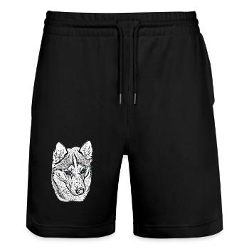 Wolf Head Drawing Blue Eyes - Stanley/Stella Trainer Unisex Organic Jogging Shorts - black - Front - Nik (191cm) & Marisol (170cm)