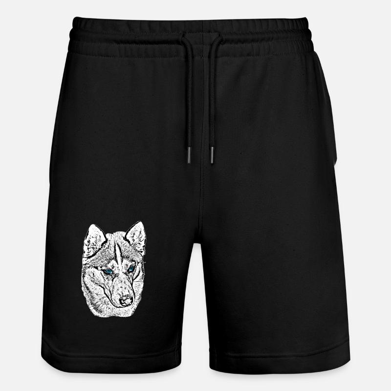Wolf Head Drawing Blue Eyes - Stanley/Stella Trainer Unisex Organic Jogging Shorts - black