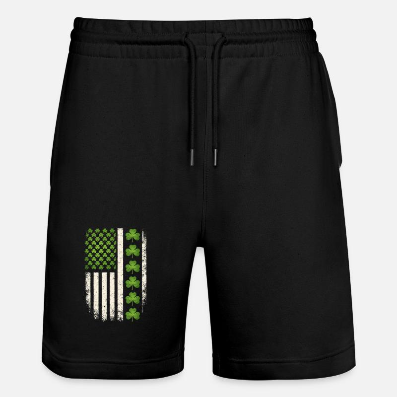Drapeau américain en trèfle irlandais - Short de jogging bio TRAINER Stanley/Stella unisexe - noir