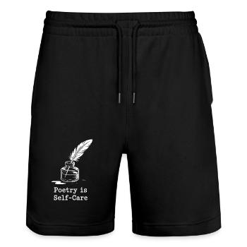 Poesie ist Selbstfürsorge-T-Shirt - Stanley/Stella Unisex Bio Joggingshorts Trainer  - Schwarz - Vorne - Nik (191cm) & Marisol (170cm)