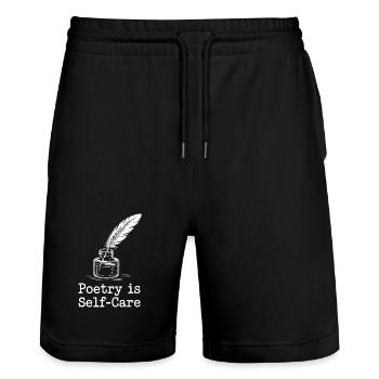 Poesie ist Selbstfürsorge - Stanley/Stella Unisex Bio Joggingshorts Trainer  - Schwarz - Vorne - Nik (191cm) & Marisol (170cm)
