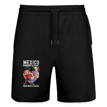 Fierté du Mexique & Maison Drapeau du Mexique - Short de jogging bio TRAINER Stanley/Stella unisexe - noir - Devant - Nik (191cm) & Marisol (170cm)